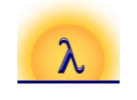 A happy Lambda with the sun rising behind it