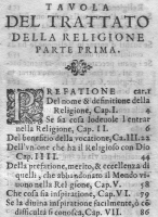 Prima pagina della tabella dei contenuti